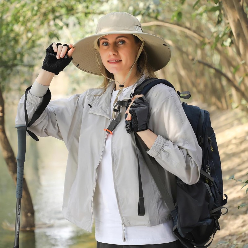 UPF50+ wide brim sun hat for men women outdoor activities