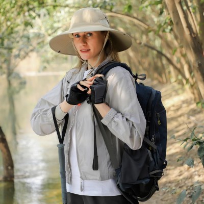 UPF50+ wide brim sun hat for men women outdoor activities
