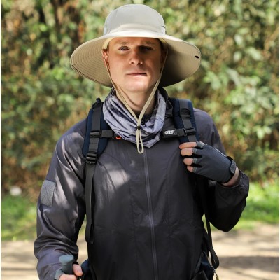 UPF50+ wide brim sun hat for men women outdoor activities