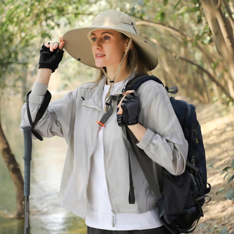 UPF50+ wide brim sun hat for men women outdoor activities