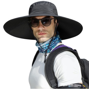 Large Head Oversized Sun Hat Unisex Wide Brim UPF50+ Breathable Outdoor Bucket Fishing Hat