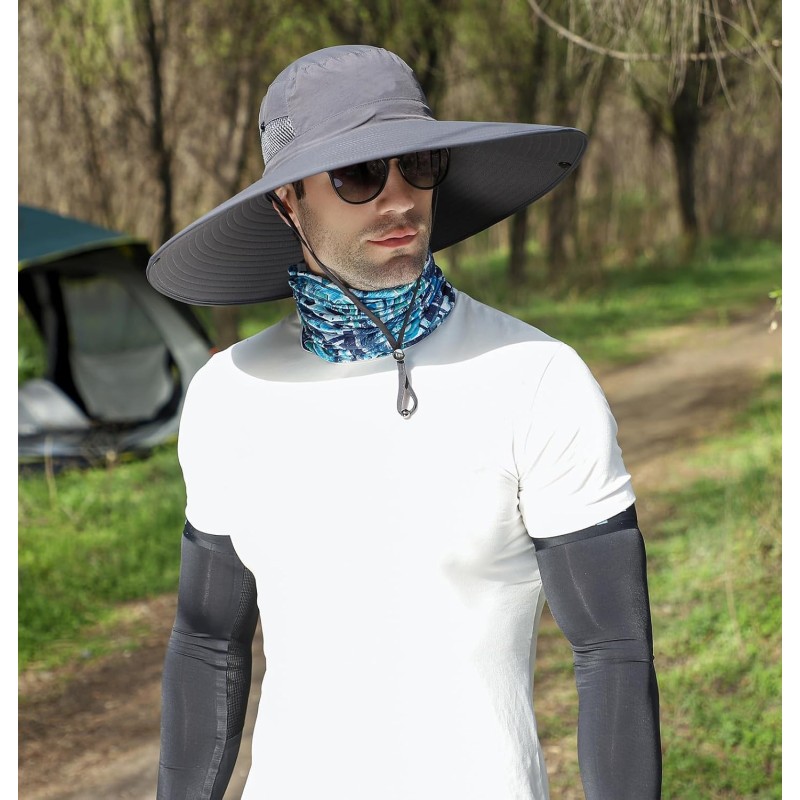 Oversized unisex sun hat with wide brim, UPF50+ protection for large heads