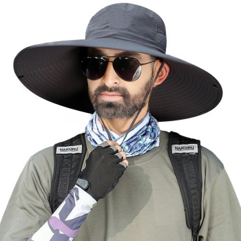 Oversized Unisex Sun Hat for Large Head, UPF50+ Wide Brim Breathable Outdoor Fishing Bucket Hat