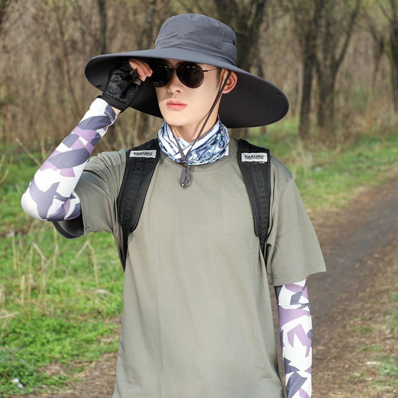 Oversized unisex sun hat with wide brim, UPF50+ protection for large heads