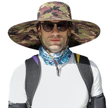 Oversize Unisex Sun Hat for Large Head, UPF50+ Wide Brim Breathable Outdoor Bucket Fishing Hat