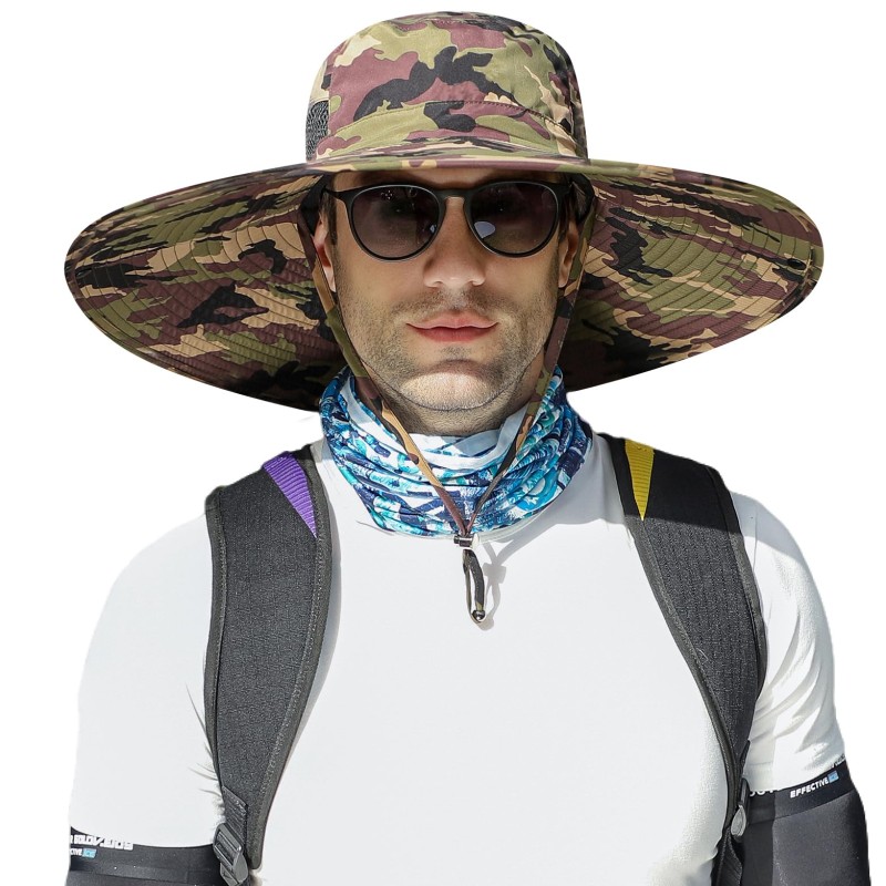 Oversize Unisex UPF50+ Sun Hat for Large Head, Wide Brim