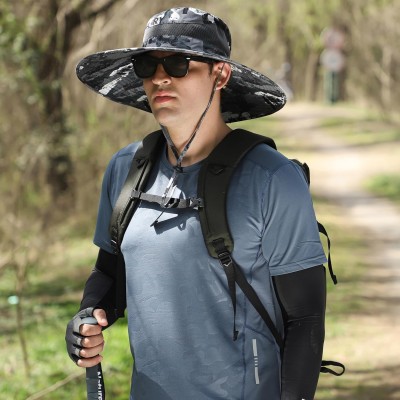 Wide brim sun hat with UPF50+ UV protection for men and women outdoor use