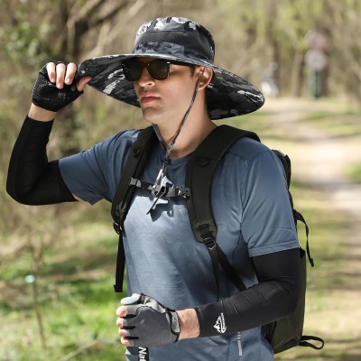 Wide brim sun hat with UPF50+ UV protection for men and women outdoor use