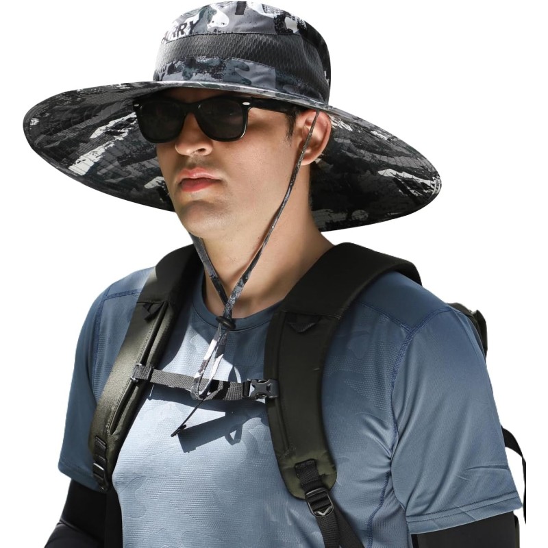Wide brim sun hat with UPF50+ UV protection for men and women outdoor use