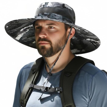 Wide Brim Sun Hat for Men Women UPF50+ UV Protection Packable Outdoor Hiking Fishing Safari Hat