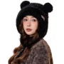 Women’s Warm Winter Sherpa Fleece Lined Ponytail Beanie, Ear Flap Ski Snow Cap, Black
