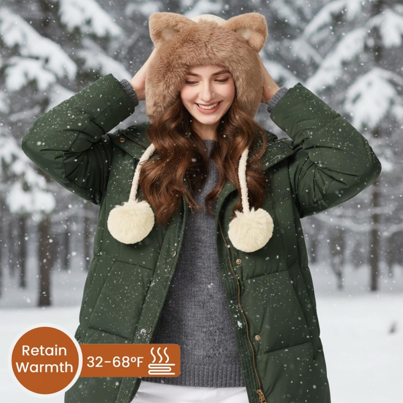Women's Beige Fleece Lined Ponytail Beanie with Ear Flaps