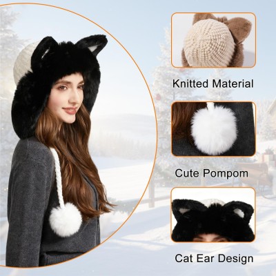 Women’s Cream White Peruvian Winter Ponytail Beanie – Fleece Lined Ear Flap Ski Hat Women's cream white Peruvian winter ponytail beanie with fleece lined ear flaps, ski hat
