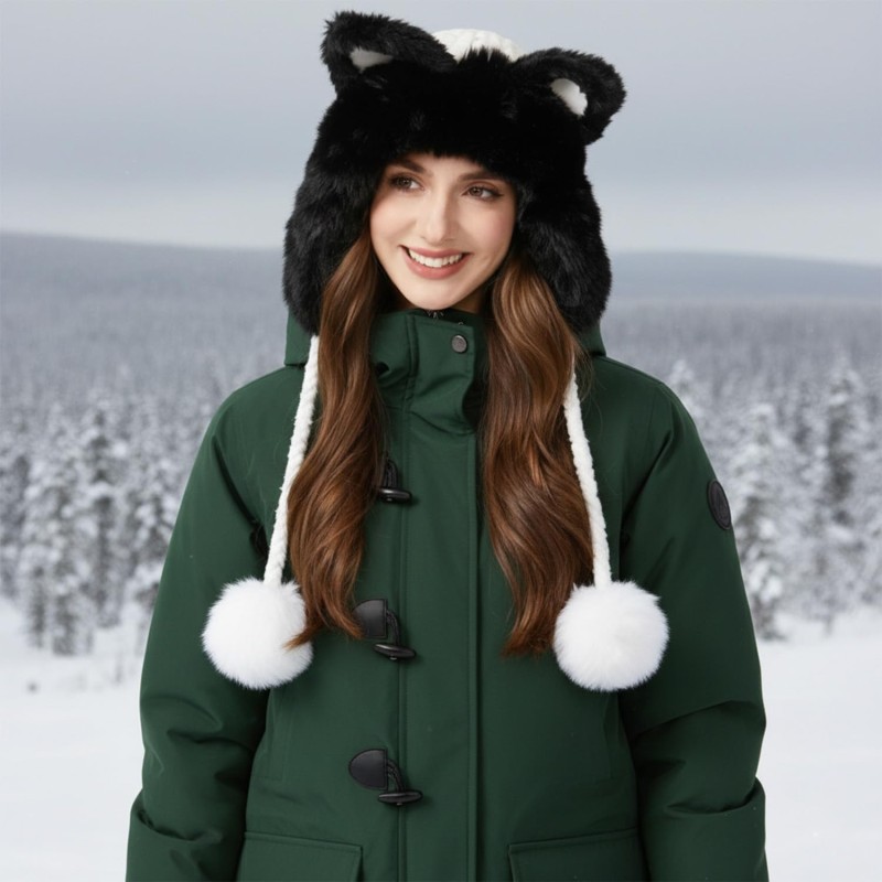 Women’s Cream White Peruvian Winter Ponytail Beanie – Fleece Lined Ear Flap Ski Hat Women's cream white Peruvian winter ponytail beanie with fleece lined ear flaps, ski hat