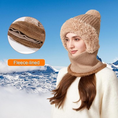 Khaki Fleece Lined Knitted Hooded Balaclava One Piece
