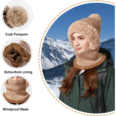 Khaki Fleece Lined Knitted Hooded Balaclava One Piece