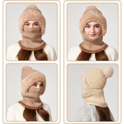 Khaki Fleece Lined Knitted Hooded Balaclava One Piece