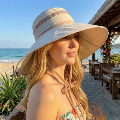 Beige Women's 2-in-1 Adjustable Wide Brim UV Protection Sun Hat for Hiking, Safari, Garden