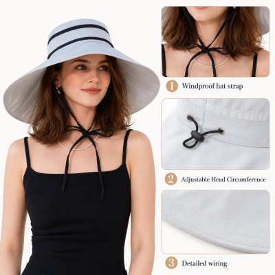 Women's gray wide brim convertible UV protection sun hat for hiking