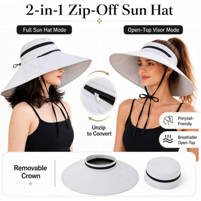 Women's gray wide brim convertible UV protection sun hat for hiking