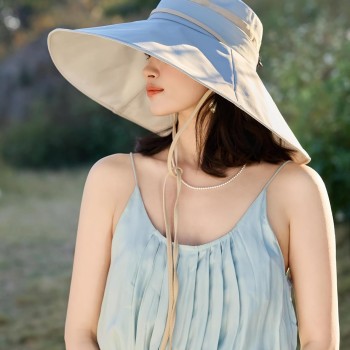 Women’s Lightblue 2-in-1 Wide Brim Sun Hat: UV Protection Detachable Crown for Safari Hiking Garden