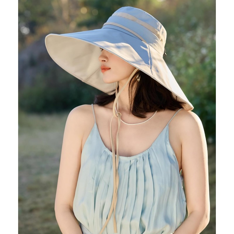 Women’s Lightblue 2-in-1 Wide Brim Sun Hat with UV Protection