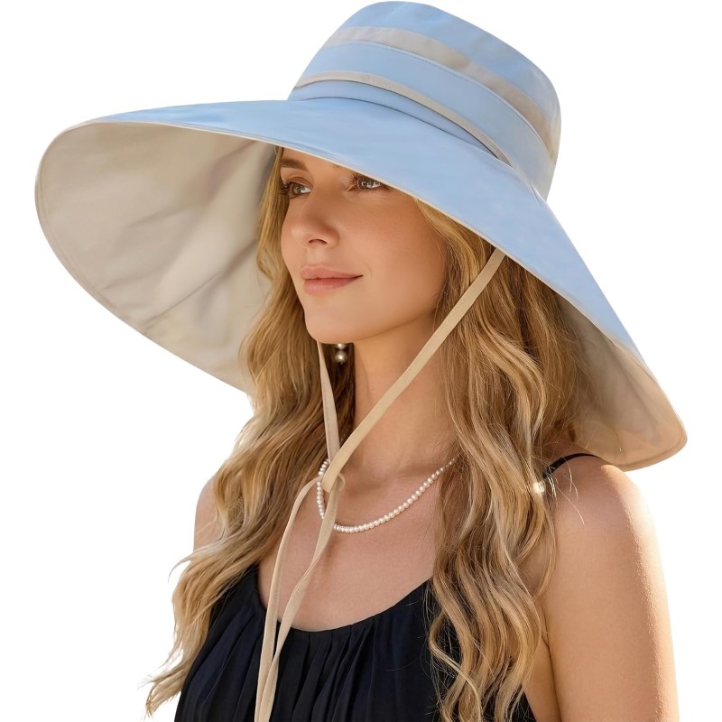 Women’s Lightblue 2-in-1 Wide Brim Sun Hat with UV Protection