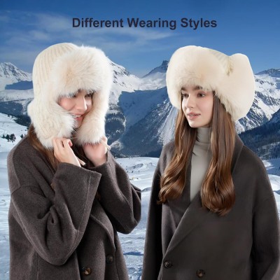 Beige Faux Fur Lined Ushanka Trapper Hat Winter Wear Beige Faux Fur Lined Ushanka Trapper Hat for Men Women Winter