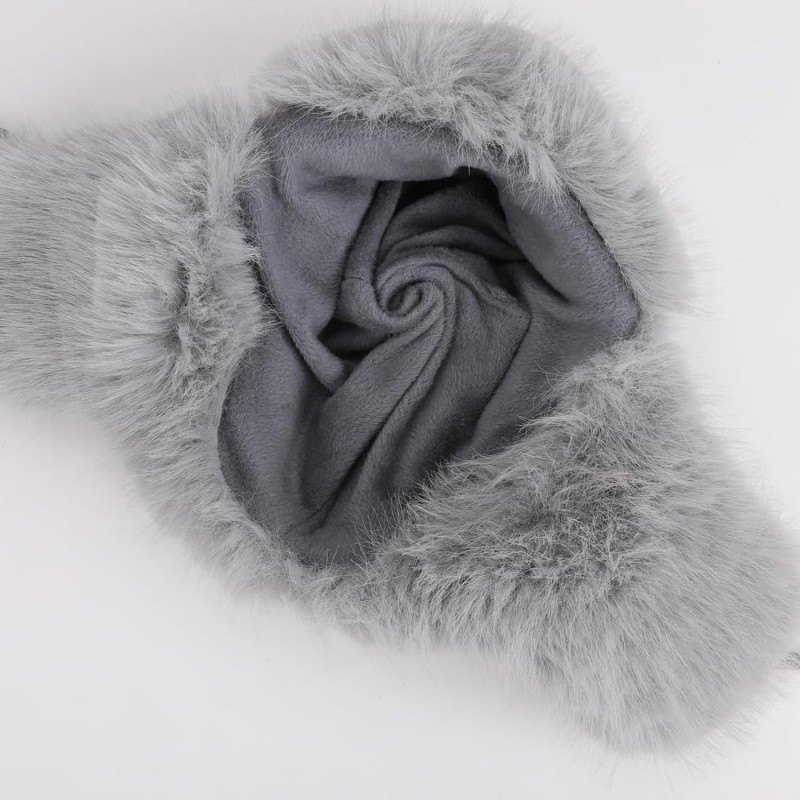Gray Knit Ushanka Trapper Hat - Faux Fur Lined Winter Hunting Hat Gray knit ushanka trapper hat with faux fur lining for warm winter wear