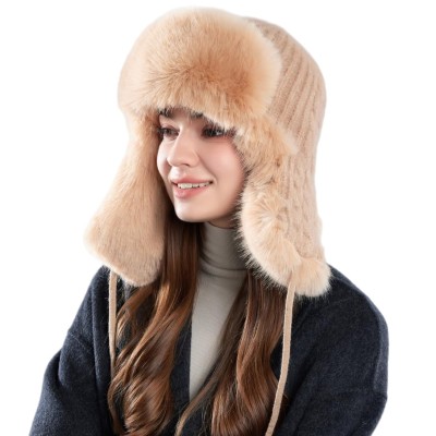 Unisex Faux Fur Lined Trapper Ushanka Hat Khaki Winter Unisex Khaki Faux Fur Lined Trapper Ushanka Winter Hat