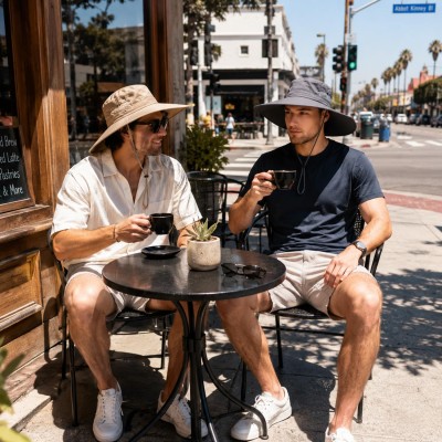 Dark Gray Wide Brim Bucket Sun Hat with UV Protection