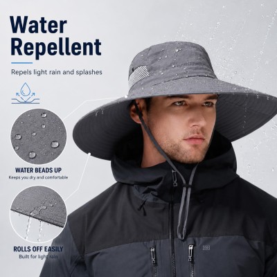 Dark Gray Wide Brim Bucket Sun Hat with UV Protection