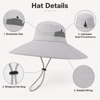 Men Women Wide Brim Sun Hat UV Protection Packable Adjustable Drawstring Hiking Fishing Light Gray Men Women Wide Brim Sun Hat UV Protection Packable Adjustable Drawstring Hiking Fishing Light Gray