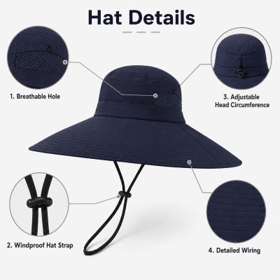 Navy Wide Brim UV Protection Packable Bucket Hat Navy wide brim UV protection packable bucket hat for outdoor activities