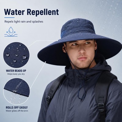 Navy Wide Brim UV Protection Packable Bucket Hat Navy wide brim UV protection packable bucket hat for outdoor activities
