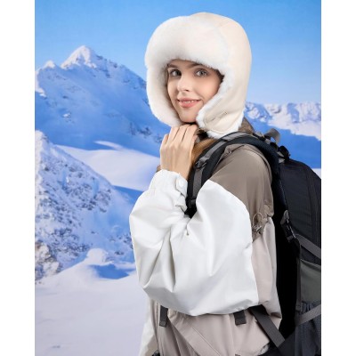 Beige Faux Fur Lined Ushanka Trapper Hat for Men and Women