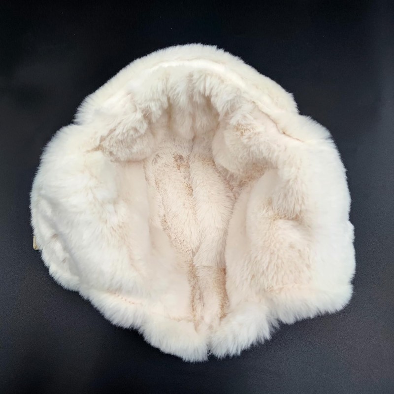 Beige Faux Fur Lined Ushanka Trapper Hat for Men and Women