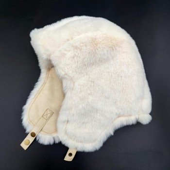 Women Men Beige Ushanka Trapper Hat – Faux Fur Lined Windproof Water Repellent Warm Winter Hunting Hat