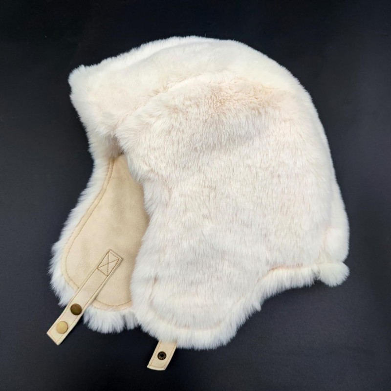Beige Faux Fur Lined Ushanka Trapper Hat for Men and Women