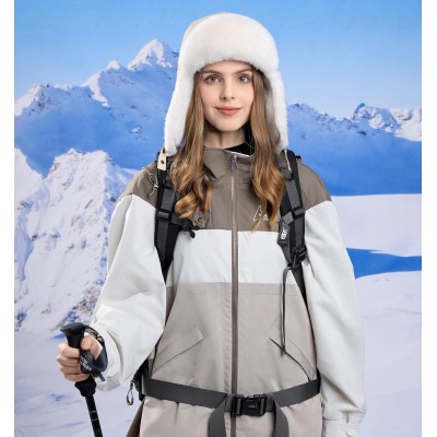 Beige Faux Fur Lined Ushanka Trapper Hat for Men and Women