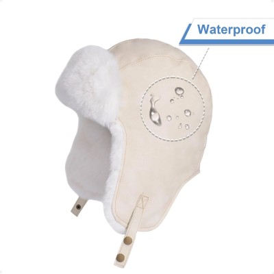 Beige Faux Fur Lined Ushanka Trapper Hat for Men and Women