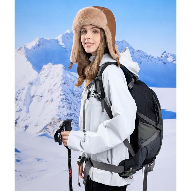 Coffee Winter Ushanka Trapper Hat with Faux Fur Lining