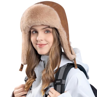 Coffee Winter Ushanka Trapper Hat with Faux Fur Lining