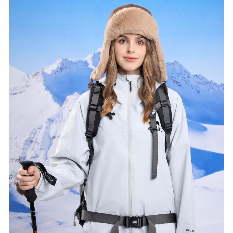 Coffee Winter Ushanka Trapper Hat with Faux Fur Lining