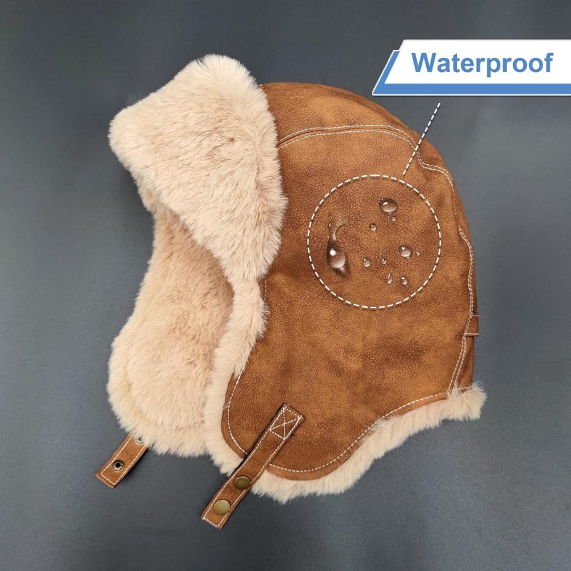 Coffee Winter Ushanka Trapper Hat with Faux Fur Lining