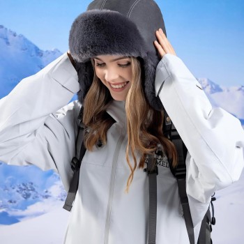 Grey Ushanka Winter Hat – Faux Fur Lined Water-Repellent Windproof Hunting Hat for Men & Women