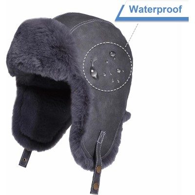 Grey Faux Fur Lined Ushanka Winter Hunting Hat