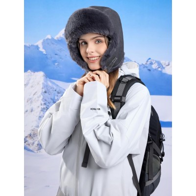 Grey Faux Fur Lined Ushanka Winter Hunting Hat
