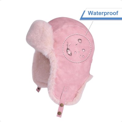 Pink Faux Fur Lined Ushanka Trapper Hat for Women and Men