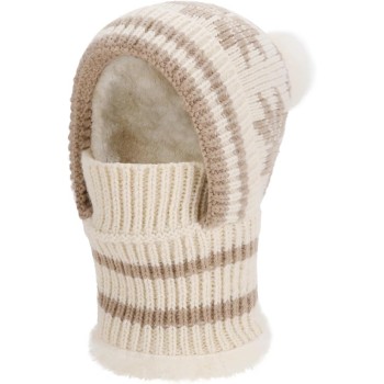 Women's Winter Knitted Fleece Lined Balaclava Beanie with Pompom, Cold Weather Neck Warmer, Beige Women's Winter Knitted Fleece Lined Balaclava Beanie with Pompom, Cold Weather Neck Warmer, Beige
